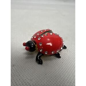 Ladybug Trinket Box Metal Enameled Animal Figurines Collectable Wedding Jewelry